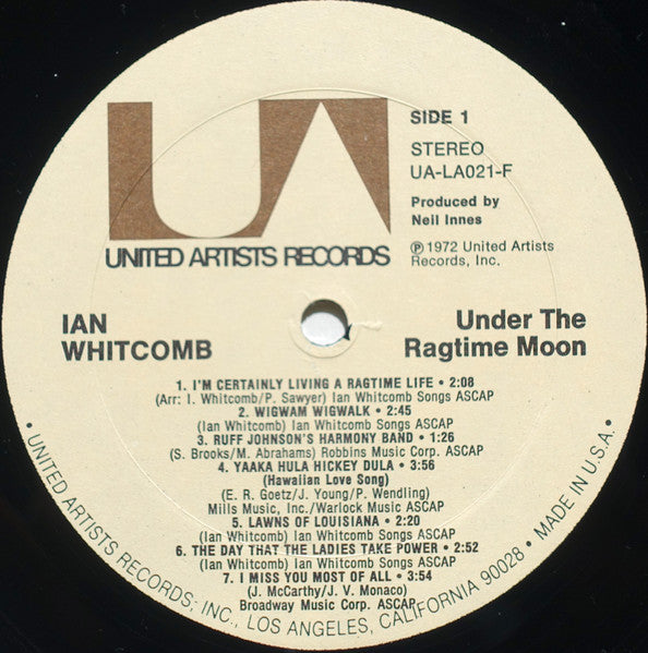 Ian Whitcomb - Under The Ragtime Moon (Vinyl, LP, Album) Very Good (VG) / Very Good (VG)