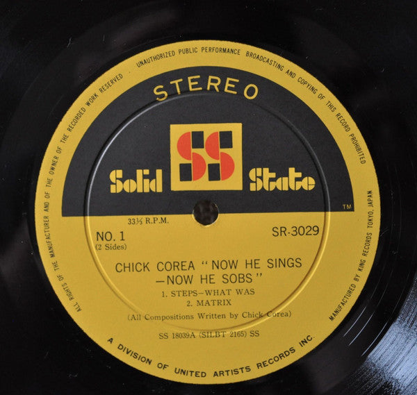 Chick Corea - Now He Sings, Now He Sobs (Vinyl, LP, Album) Very Good Plus (VG+) / Very Good (VG)