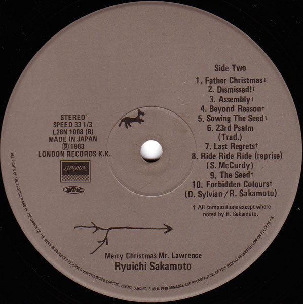 Ryuichi Sakamoto - Merry Christmas Mr. Lawrence = 戦場のメリー・クリスマス オリジナルサウンドトラック (Vinyl, LP, Stereo) Very Good Plus (VG+) / Very Good Plus (VG+)