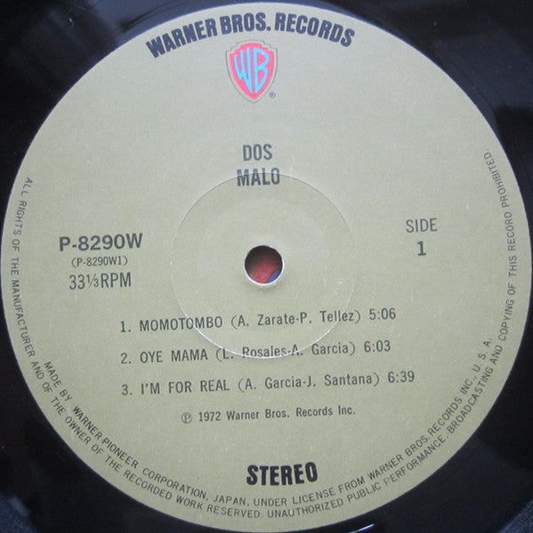 Malo (2) - Dos (Vinyl, LP, Album) Very Good (VG) / Very Good (VG)