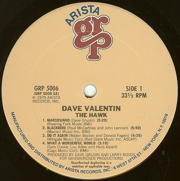 Dave Valentin - The Hawk (Vinyl, LP, Album) Very Good (VG) / Poor (P)