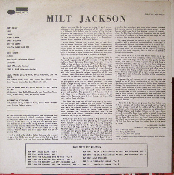 Milt Jackson - Milt Jackson With John Lewis, Percy Heath, Kenny Clarke, Lou Donaldson And The Thelonious Monk Quintet (Vinyl, LP, Compilation, Reissue, Remastered, Stereo) Very Good Plus (VG+) / Good (G)