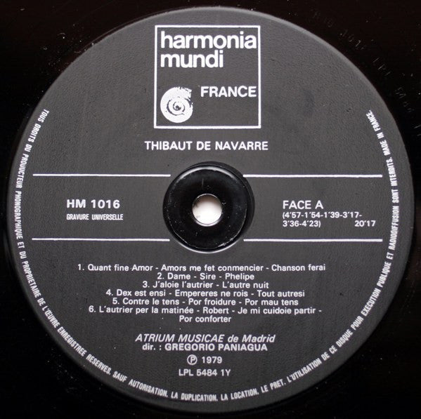 Thibault IV, Roi De Navarre - Thibaut De Navarre (Vinyl, LP) Very Good Plus (VG+) / Very Good Plus (VG+)