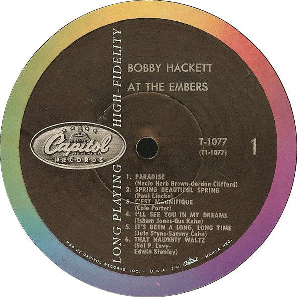 The Bobby Hackett Quartet - Bobby Hackett At The Embers (Vinyl, LP, Mono) Very Good (VG) / Good Plus (G+)