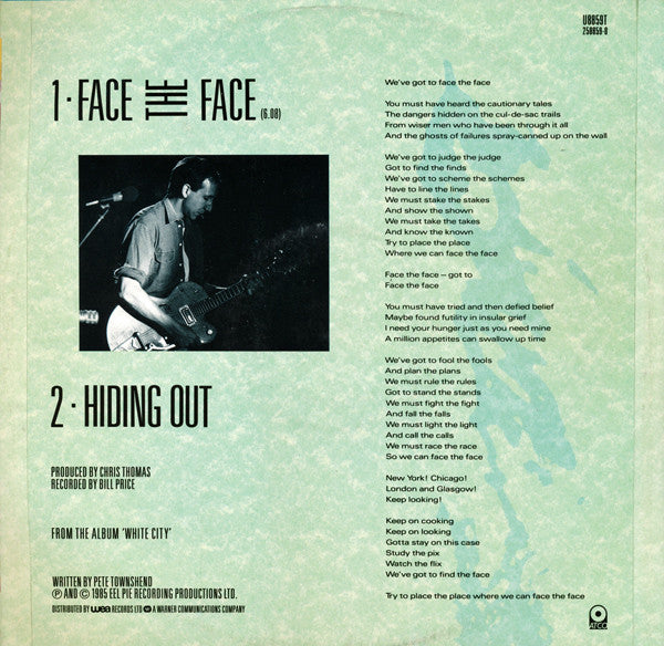 Pete Townshend - Face The Face (Vinyl, 12", 45 RPM) Very Good (VG) / Very Good Plus (VG+)