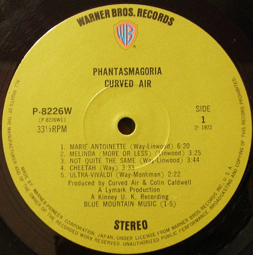 Curved Air - Phantasmagoria (Vinyl, LP, Album) Very Good Plus (VG+) / Very Good (VG)