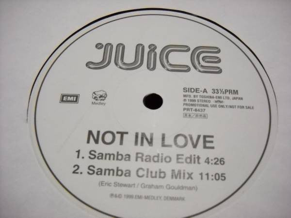 Juice (16) - Not In Love (Remixes) (Vinyl, 12", 33 ⅓ RPM, Promo) Very Good (VG) / Generic