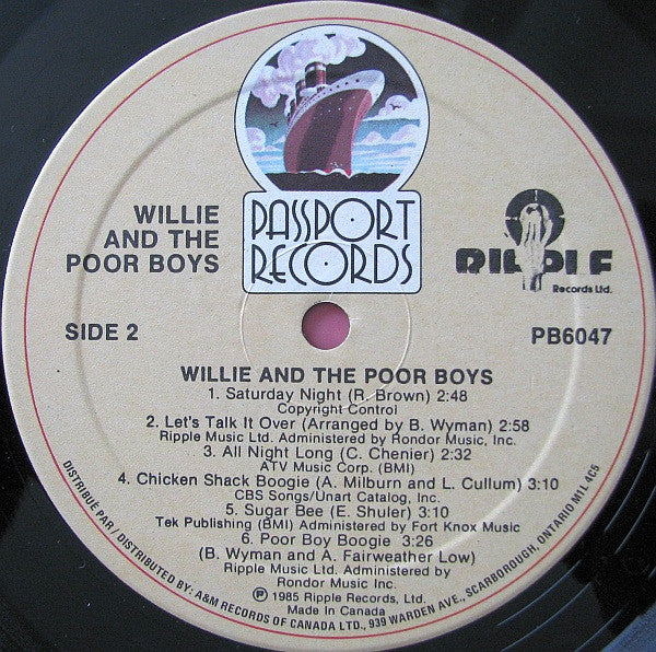 Willie And The Poor Boys - Willie And The Poor Boys (Vinyl, LP, Album) Very Good Plus (VG+) / Very Good (VG)