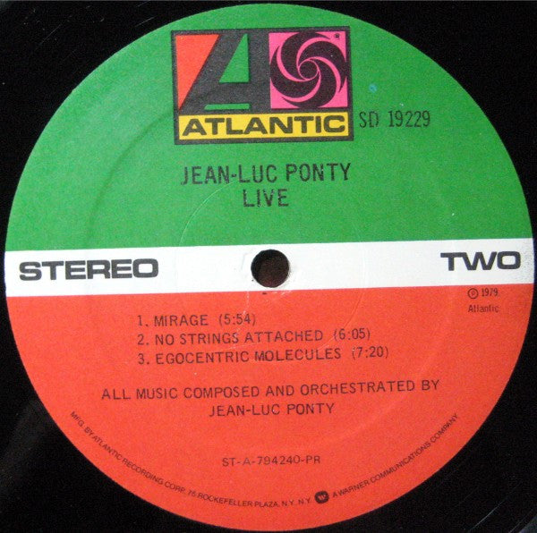 Jean-Luc Ponty - Live (Vinyl, LP, Album, Stereo) Very Good Plus (VG+) / Very Good Plus (VG+)