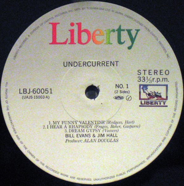 Bill Evans - Undercurrent (Vinyl, LP, Album, Reissue, Stereo) Near Mint (NM or M-) / Very Good Plus (VG+)