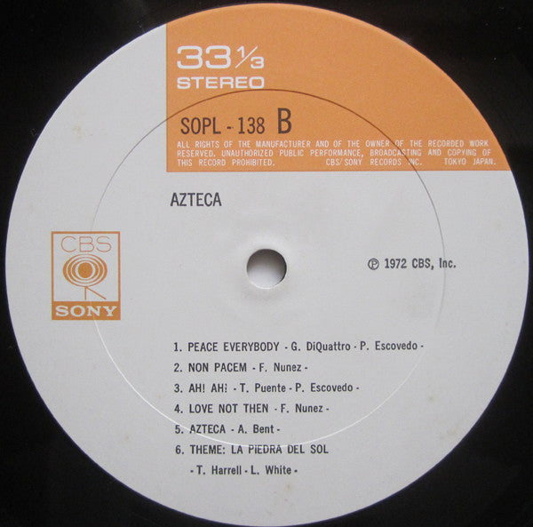 Azteca - Azteca (Vinyl, LP, Album, Stereo) Very Good (VG) / Good Plus (G+)