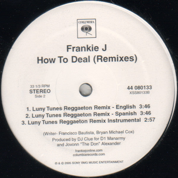 Frankie J. (3) - How To Deal (Remixes) (Vinyl, 12", 33 ⅓ RPM) Very Good Plus (VG+) / Very Good Plus (VG+)