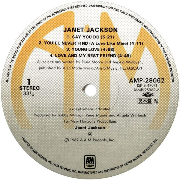 Janet Jackson - Janet Jackson (Vinyl, LP, Album, Stereo) Very Good Plus (VG+) / Good Plus (G+)