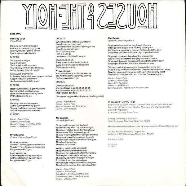 Led Zeppelin - Houses Of The Holy (Vinyl, LP, Album, Reissue, Stereo) Very Good Plus (VG+) / Very Good Plus (VG+)