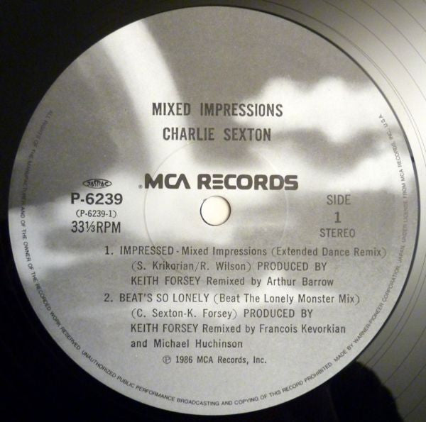 Charlie Sexton - Mixed Impressions (Vinyl, 33 ⅓ RPM, Mini-Album, 12") Very Good (VG) / Good Plus (G+)