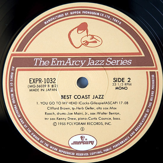 Max Roach - Best Coast Jazz (Vinyl, LP, Album, Mono, Reissue) Very Good Plus (VG+) / Very Good (VG)