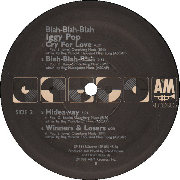 Iggy Pop - Blah-Blah-Blah (Vinyl, LP, Album) Good Plus (G+) / Very Good Plus (VG+)