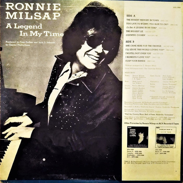 Ronnie Milsap - A Legend In My Time (Vinyl, LP, Album, Stereo) Very Good Plus (VG+) / Very Good Plus (VG+)