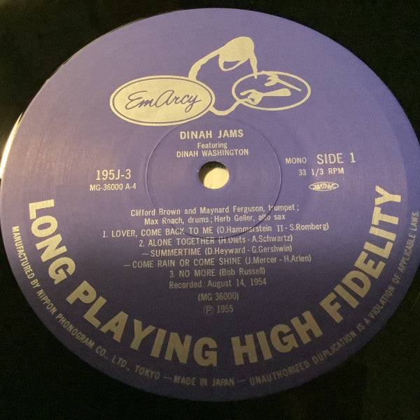 Dinah Washington - Dinah Jams (Vinyl, LP, Album, Reissue, Mono) Very Good (VG) / Very Good (VG)