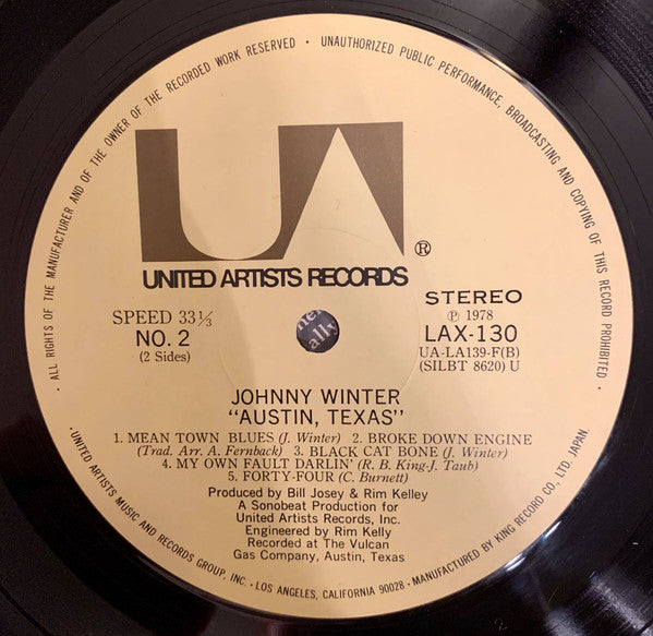 Johnny Winter - Austin Texas (Vinyl, LP, Album, Reissue)