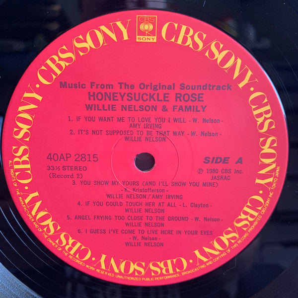 Willie Nelson & Family - Honeysuckle Rose (Music From The Original Soundtrack) (2xVinyl, LP, Album, Reissue, Stereo) Very Good (VG) / Good Plus (G+)