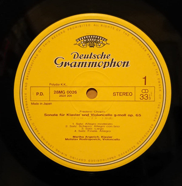 Martha Argerich - Sonate Op. 65 · Polonaise Op. 3 / Adagio & Allegro Op. 70 (Vinyl, LP, Album, Stereo) Near Mint (NM or M-) / Very Good Plus (VG+)