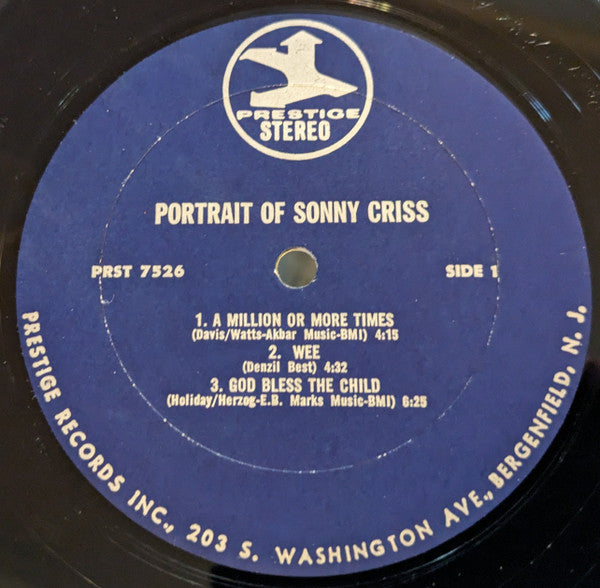 Sonny Criss - Portrait Of Sonny Criss (Vinyl, LP, Album, Stereo) Good Plus (G+) / Very Good Plus (VG+)