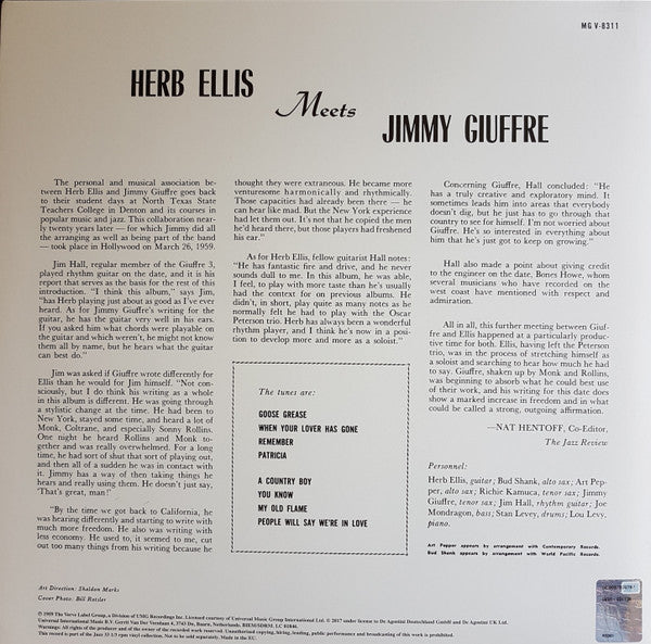 Herb Ellis - Herb Ellis Meets Jimmy Giuffre (Vinyl, LP, Album, Reissue, Stereo) Near Mint (NM or M-) / Near Mint (NM or M-)