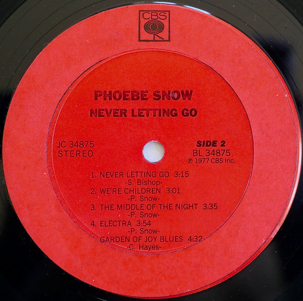 Phoebe Snow - Never Letting Go (Vinyl, LP, Album, Stereo) Very Good Plus (VG+) / Very Good Plus (VG+)