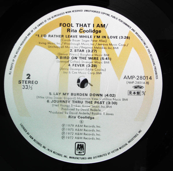 Rita Coolidge - Fool That I Am (Vinyl, LP, Compilation, Promo) Very Good (VG) / Good (G)