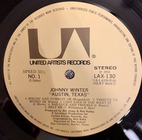 Johnny Winter - Austin Texas (Vinyl, LP, Album, Reissue)