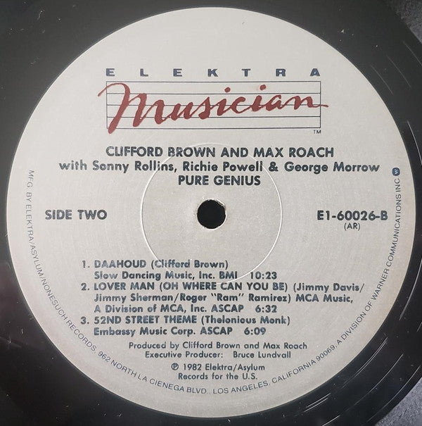 Clifford Brown And Max Roach - Pure Genius (Volume One) (Vinyl, LP, Album) Very Good (VG) / Very Good (VG)