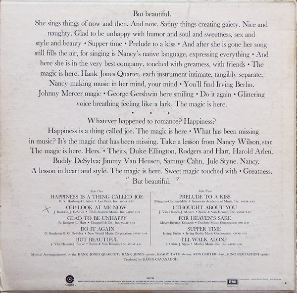 Nancy Wilson - But Beautiful (Vinyl, LP, Album, Reissue) Very Good Plus (VG+) / Very Good Plus (VG+)