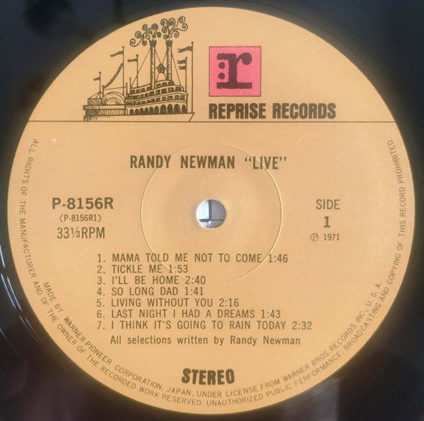 Randy Newman - Live (Vinyl, LP, Album) Very Good (VG) / Fair (F)