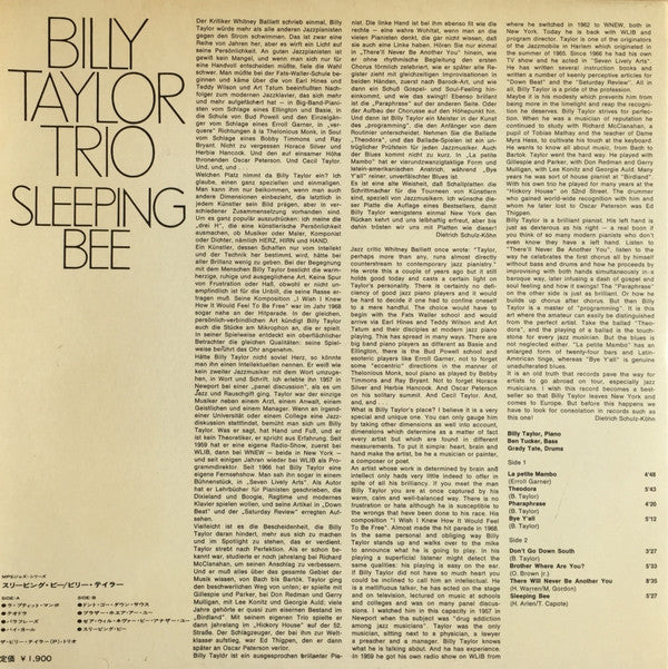 Billy Taylor Trio - Sleeping Bee (Vinyl, LP, Album) Very Good Plus (VG+) / Very Good Plus (VG+)