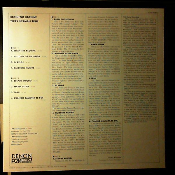 Terry Herman Trio - Begin The Beguine (Vinyl, LP, Album, Stereo) Very Good Plus (VG+) / Very Good Plus (VG+)