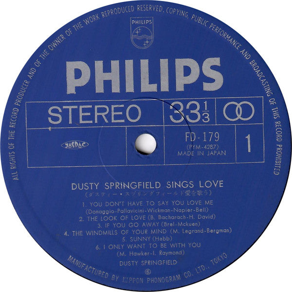 Dusty Springfield - Sings Love (Vinyl, LP, Compilation, Stereo) Good Plus (G+) / Fair (F)
