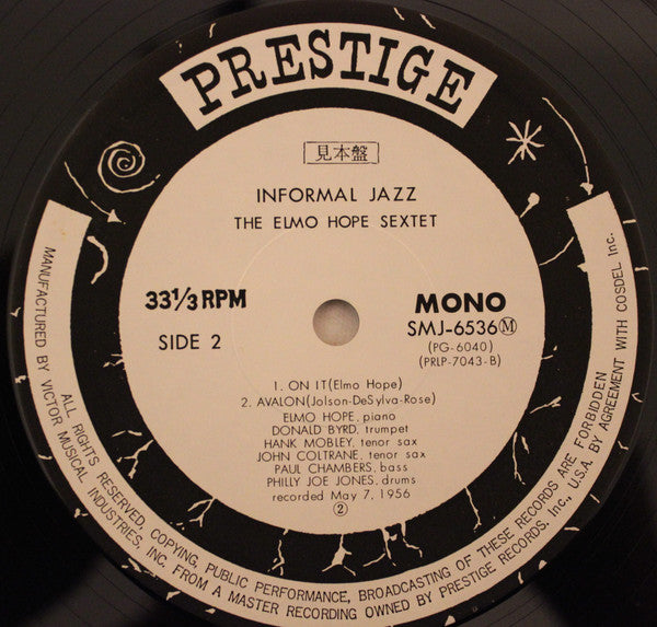 Elmo Hope Sextet - Informal Jazz (Vinyl, LP, Album, Promo, Reissue, Mono) Near Mint (NM or M-) / Very Good Plus (VG+)