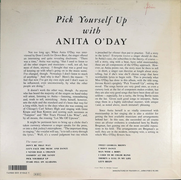 Anita O'Day - Pick Yourself Up (Vinyl, LP, Album, Reissue, Mono) Very Good Plus (VG+) / Very Good Plus (VG+)