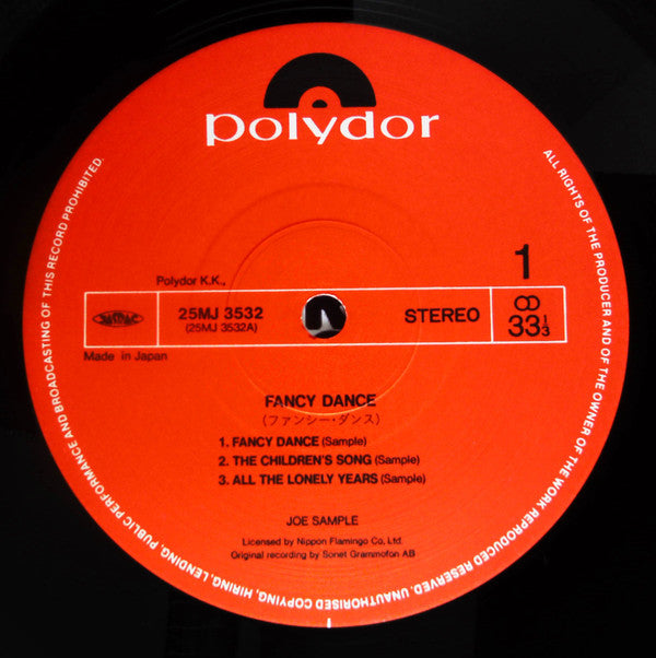 Joe Sample - Fancy Dance (Vinyl, LP, Album, Reissue, Stereo) Very Good Plus (VG+) / Very Good Plus (VG+)
