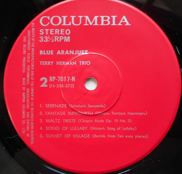 Terry Herman Trio - Blue Aranjuez (Vinyl, LP, Album, Stereo) Very Good (VG) / Very Good (VG)