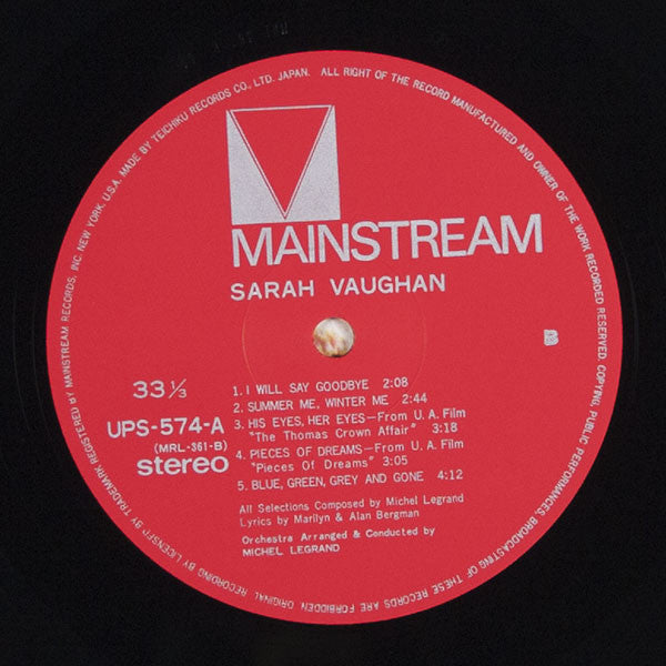 Sarah Vaughan - Orchestra Arranged And Conducted By Michel Legrand (Vinyl, LP) Very Good Plus (VG+) / Very Good (VG)