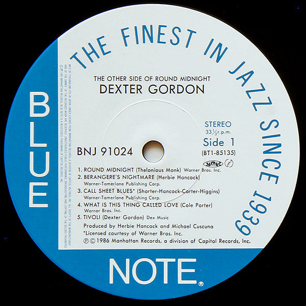 Dexter Gordon - The Other Side Of Round Midnight (Vinyl, LP, Album) Near Mint (NM or M-) / Very Good Plus (VG+)
