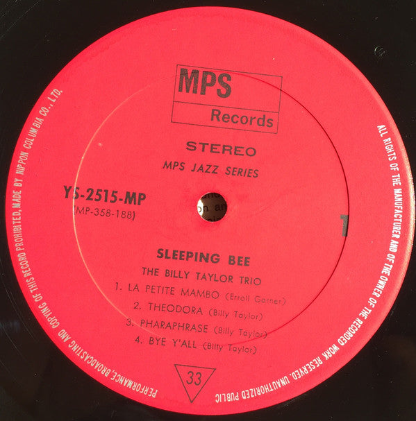 Billy Taylor Trio - Sleeping Bee (Vinyl, LP, Album) Very Good Plus (VG+) / Very Good Plus (VG+)