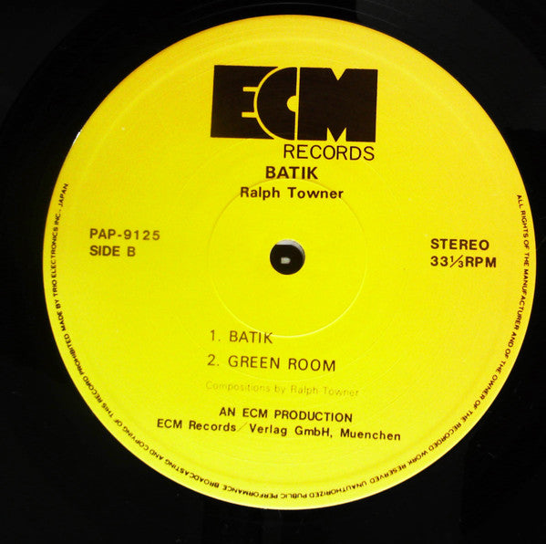 Ralph Towner - Batik (Vinyl, LP, Album) Very Good Plus (VG+) / Very Good (VG)