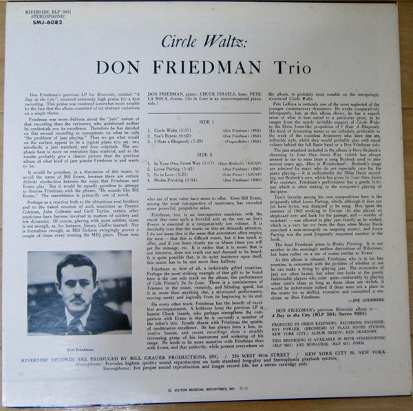 Don Friedman Trio - Circle Waltz (Vinyl, LP, Album, Reissue, Stereo)