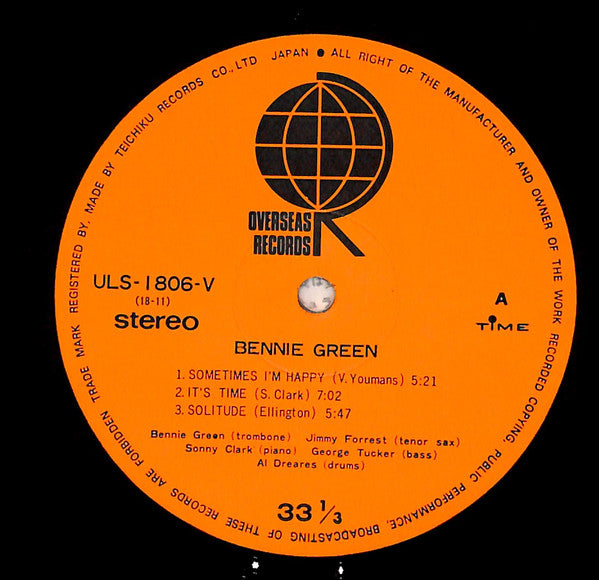 Bennie Green - Bennie Green (Vinyl, LP, Album, Stereo)