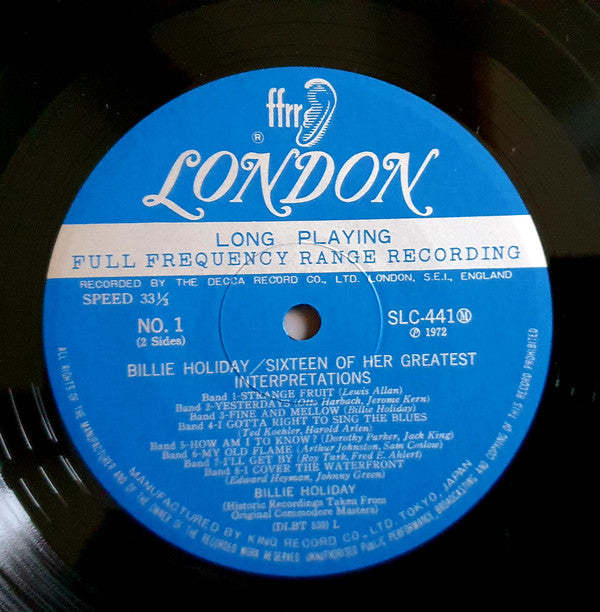 Billie Holiday - Sixteen Of Her Greatest Interpretations (Vinyl, LP, Compilation, Reissue) Very Good Plus (VG+) / Very Good (VG)