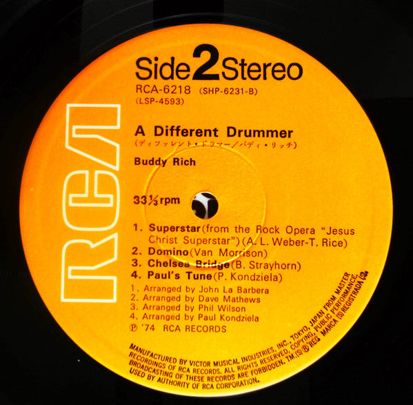Buddy Rich - A Different Drummer (Vinyl, LP, Album) Very Good Plus (VG+) / Very Good Plus (VG+)