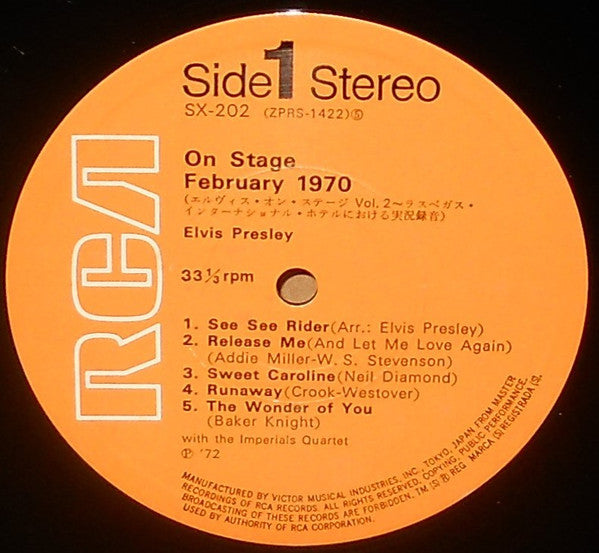 Elvis Presley - On Stage-February, 1970 (Vinyl, LP, Album, Reissue)